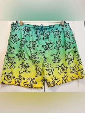 Men’s Swim Trunks Ombré Blue and Green With Print Grateful Dead Sz XL NEW!